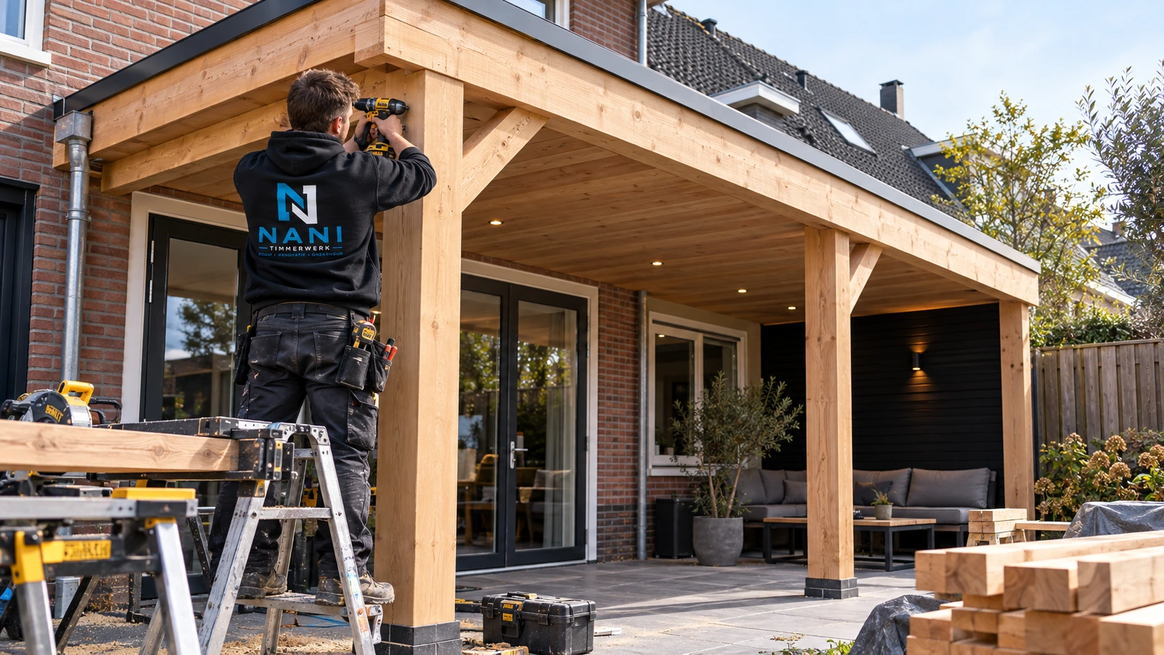 NANI Timmerwerk bouwt een houten overkapping